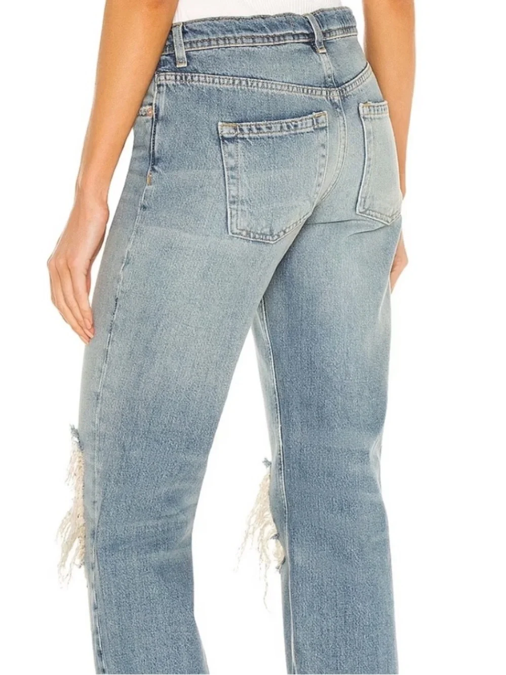 Free People Maggie Mid Rise Straight Leg Jeans in Aged to Perfection | Size 24